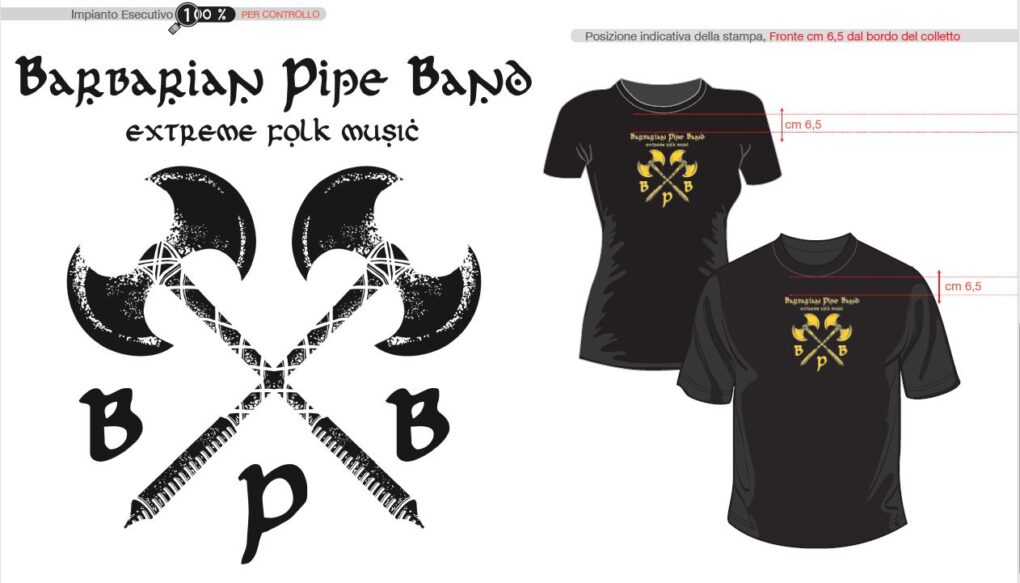 Stampa T-SHIRT Barbarian Pipe Band